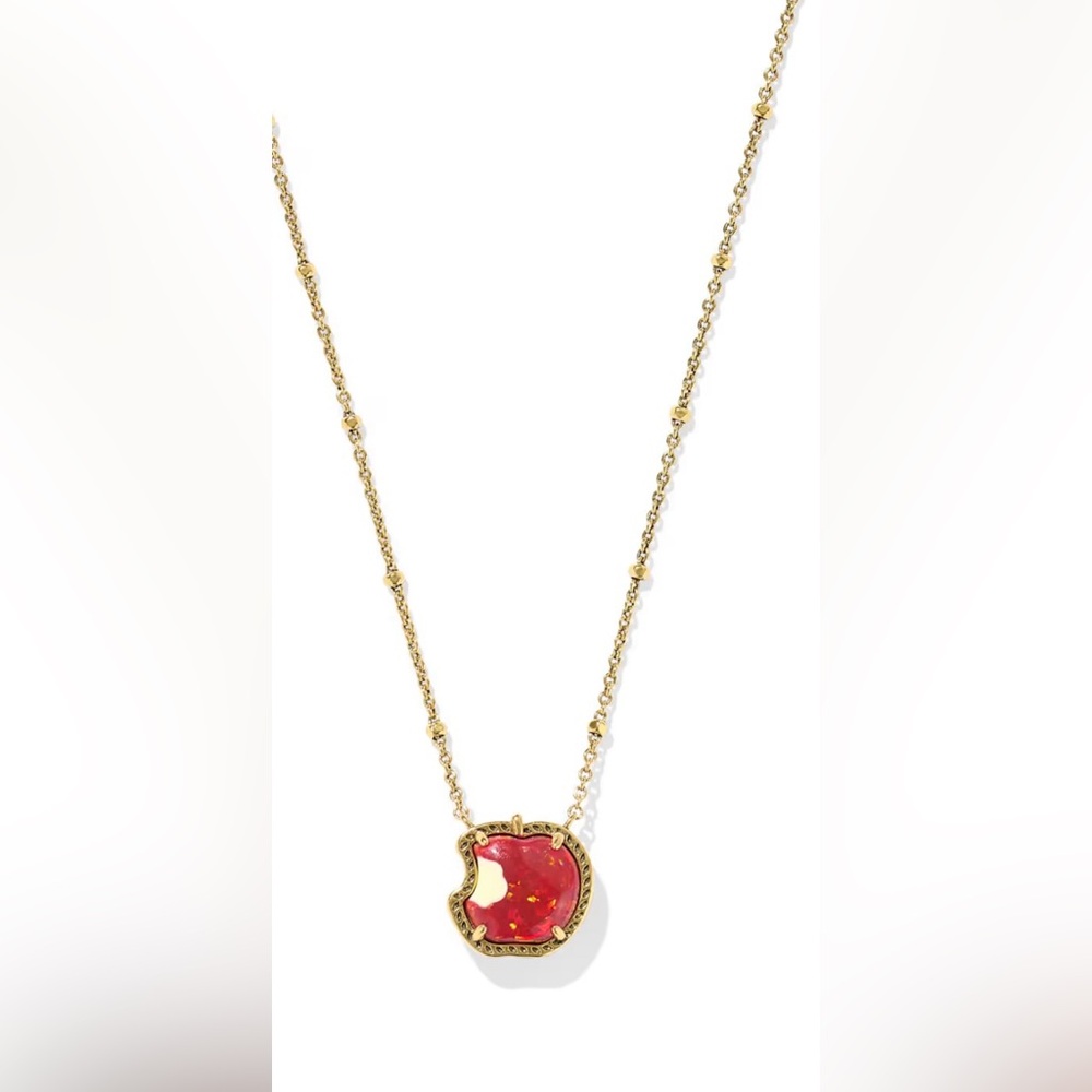 Kendra Scott Gold-Tone Red Apple Pendant Necklace. New - Picture 3 of 5